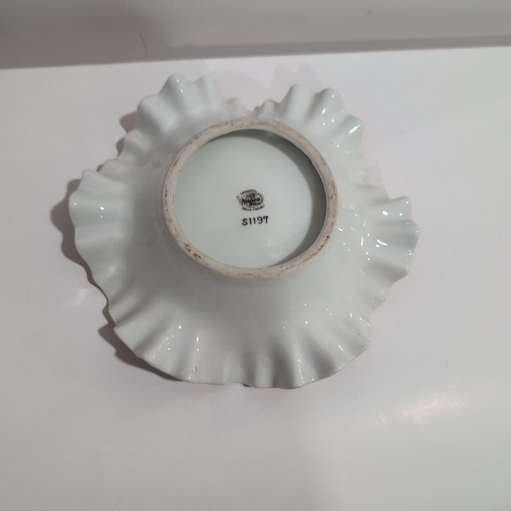 Vintage Napco China Hand-painted Dish With Scalloped Edges #S1197 Floral Design - Picture 4 of 4